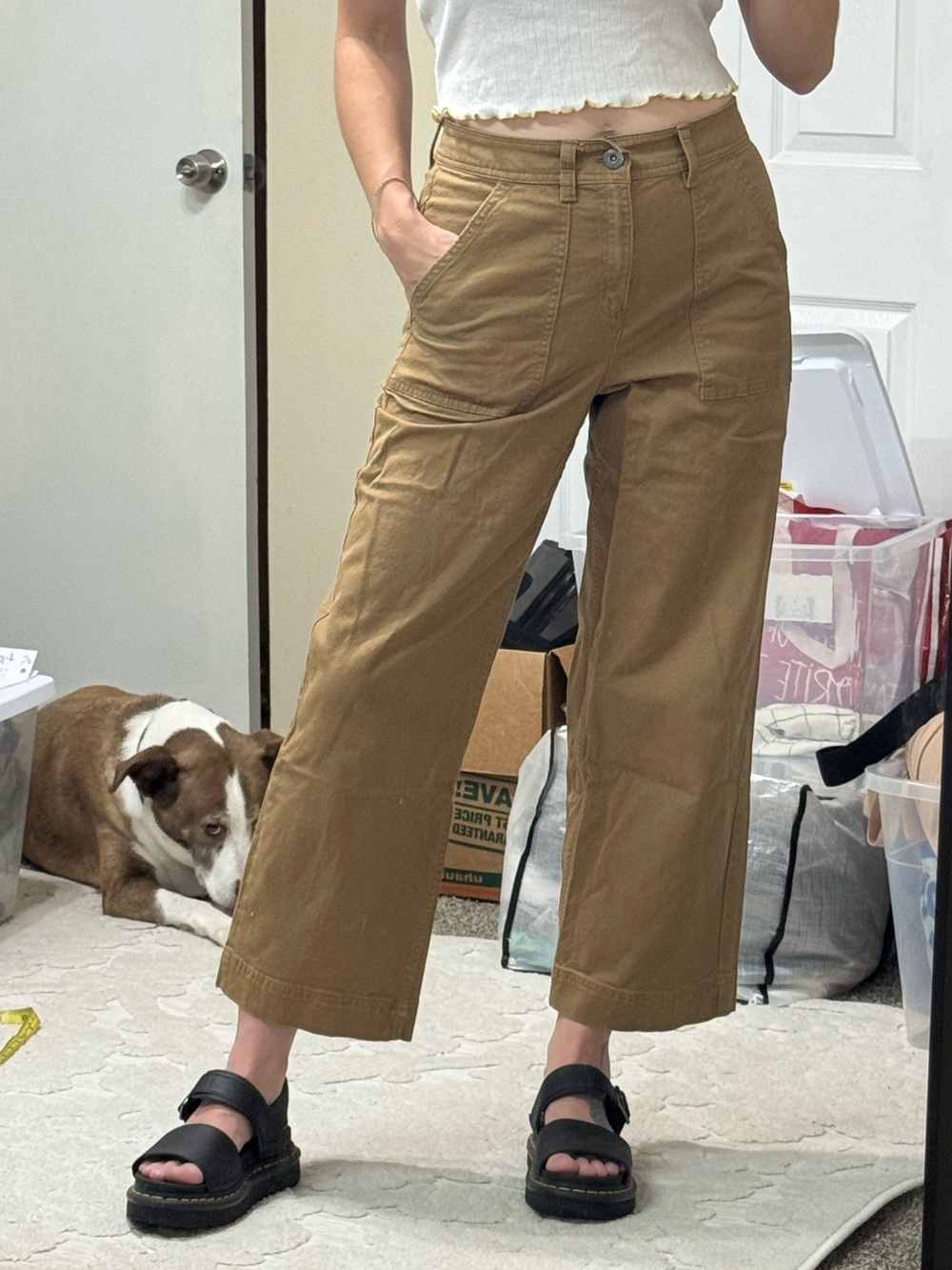 Vans camel brown cotton wide leg pants, size 27